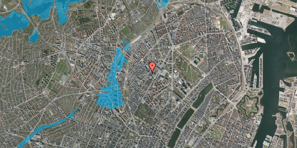 Oversvømmelsesrisiko fra vandløb på Rådmandsgade 42B, 2. th, 2200 København N