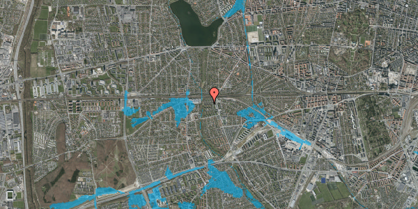 Oversvømmelsesrisiko fra vandløb på Sandhusvej 17, st. mf, 2500 Valby