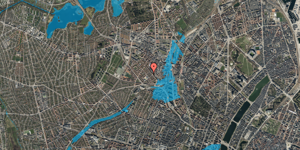 Oversvømmelsesrisiko fra vandløb på Sangfuglestien 12, st. tv, 2400 København NV