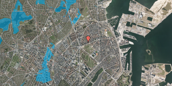 Oversvømmelsesrisiko fra vandløb på Sankt Kjelds Gade 6, 3. tv, 2100 København Ø