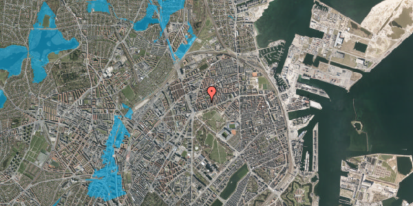 Oversvømmelsesrisiko fra vandløb på Sankt Kjelds Gade 10, st. tv, 2100 København Ø