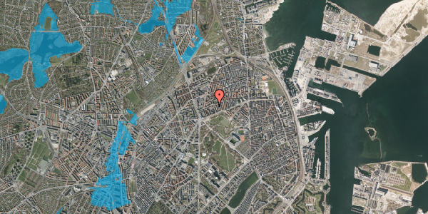 Oversvømmelsesrisiko fra vandløb på Sankt Kjelds Gade 12, st. tv, 2100 København Ø