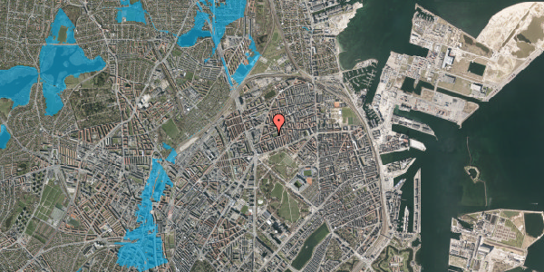 Oversvømmelsesrisiko fra vandløb på Sankt Kjelds Gade 18, 2. tv, 2100 København Ø