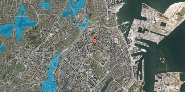 Oversvømmelsesrisiko fra vandløb på Sankt Kjelds Gade 25, st. tv, 2100 København Ø