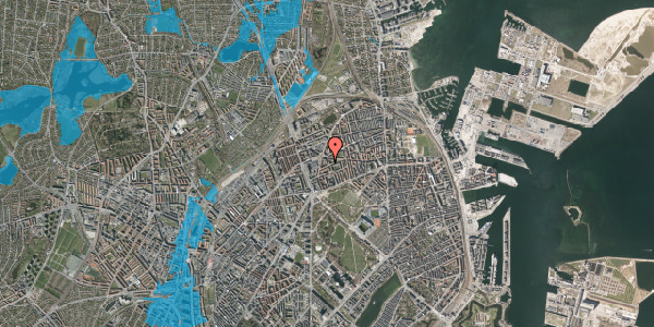 Oversvømmelsesrisiko fra vandløb på Sankt Kjelds Gade 27, 2. tv, 2100 København Ø