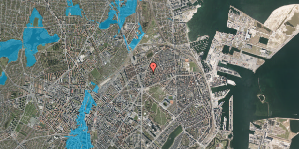 Oversvømmelsesrisiko fra vandløb på Sankt Kjelds Gade 30, 3. th, 2100 København Ø
