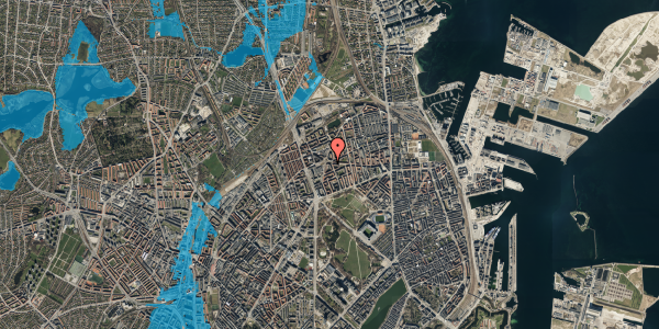 Oversvømmelsesrisiko fra vandløb på Sankt Kjelds Plads 1, 1. th, 2100 København Ø