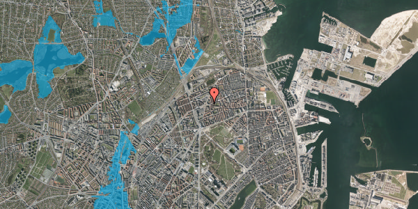 Oversvømmelsesrisiko fra vandløb på Sankt Kjelds Plads 4, 1. th, 2100 København Ø