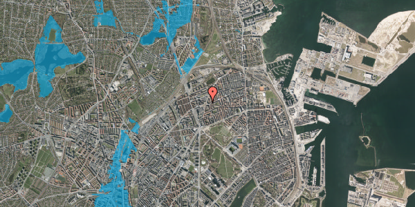 Oversvømmelsesrisiko fra vandløb på Sankt Kjelds Plads 8, 4. th, 2100 København Ø