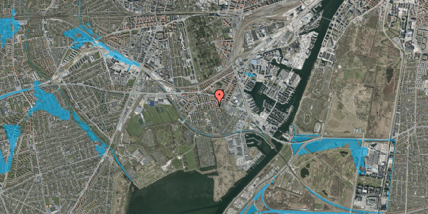Oversvømmelsesrisiko fra vandløb på Schubertsvej 3, 1. th, 2450 København SV