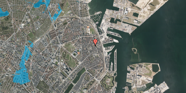 Oversvømmelsesrisiko fra vandløb på Silkeborggade 10A, st. tv, 2100 København Ø