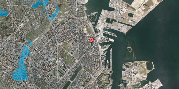 Oversvømmelsesrisiko fra vandløb på Silkeborggade 12A, 3. th, 2100 København Ø
