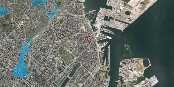 Oversvømmelsesrisiko fra vandløb på Silkeborggade 15, 2. th, 2100 København Ø