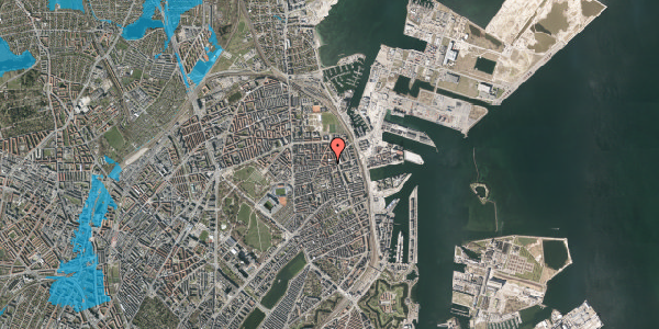 Oversvømmelsesrisiko fra vandløb på Silkeborggade 26, 2. tv, 2100 København Ø