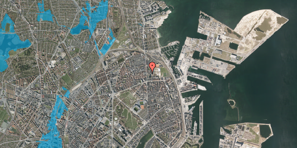Oversvømmelsesrisiko fra vandløb på Sionsgade 12, 3. th, 2100 København Ø