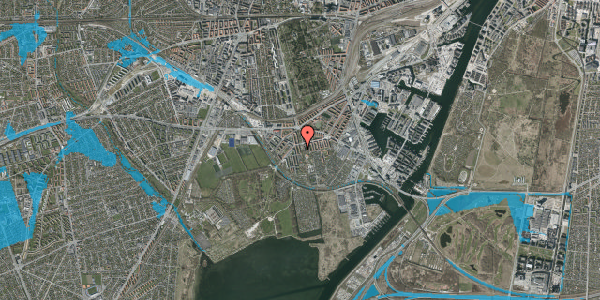 Oversvømmelsesrisiko fra vandløb på Sjælør Boulevard 11, 2. tv, 2450 København SV