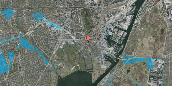 Oversvømmelsesrisiko fra vandløb på Sjælør Boulevard 27B, 1. th, 2450 København SV