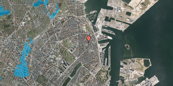 Oversvømmelsesrisiko fra vandløb på Skanderborggade 2, 2. tv, 2100 København Ø