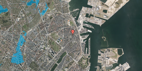 Oversvømmelsesrisiko fra vandløb på Skanderborggade 5, 2. tv, 2100 København Ø