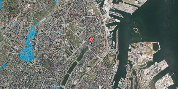 Oversvømmelsesrisiko fra vandløb på Slagelsegade 8, 3. , 2100 København Ø