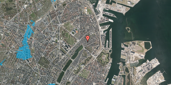 Oversvømmelsesrisiko fra vandløb på Slagelsegade 22, 2. tv, 2100 København Ø