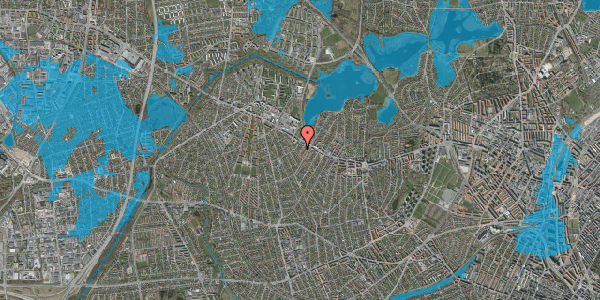 Oversvømmelsesrisiko fra vandløb på Solsikkevej 14, 2700 Brønshøj
