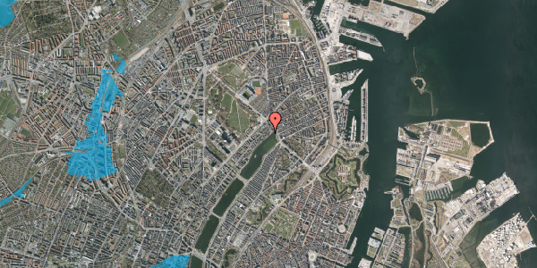 Oversvømmelsesrisiko fra vandløb på Sortedam Dossering 95B, st. tv, 2100 København Ø