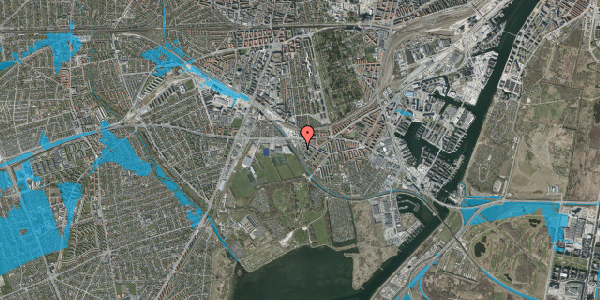 Oversvømmelsesrisiko fra vandløb på Spontinisvej 14, 2450 København SV