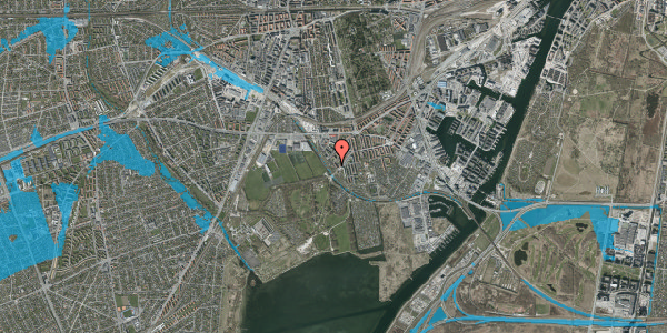 Oversvømmelsesrisiko fra vandløb på Spontinisvej 34, 2450 København SV