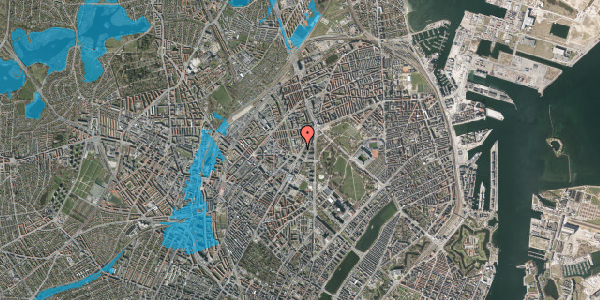 Oversvømmelsesrisiko fra vandløb på Stadens Vænge 3, st. 3, 2100 København Ø