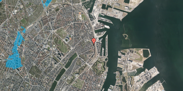 Oversvømmelsesrisiko fra vandløb på Strandboulevarden 25, 1. th, 2100 København Ø