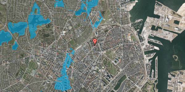 Oversvømmelsesrisiko fra vandløb på Studsgaardsgade 3, st. 2, 2100 København Ø