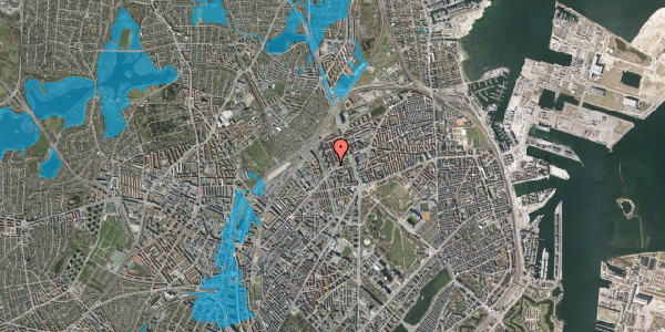 Oversvømmelsesrisiko fra vandløb på Studsgaardsgade 8, st. , 2100 København Ø