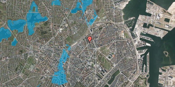 Oversvømmelsesrisiko fra vandløb på Studsgaardsgade 9, 4. th, 2100 København Ø