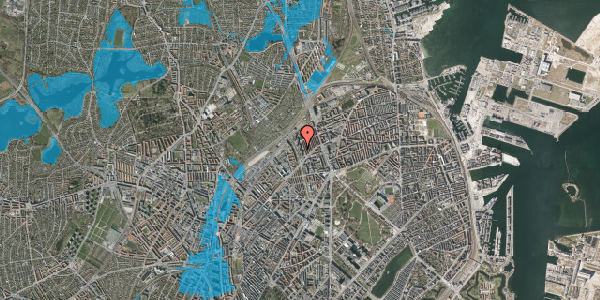 Oversvømmelsesrisiko fra vandløb på Studsgaardsgade 21, 2. th, 2100 København Ø