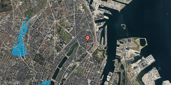 Oversvømmelsesrisiko fra vandløb på Sønderborggade 1, 3. tv, 2100 København Ø