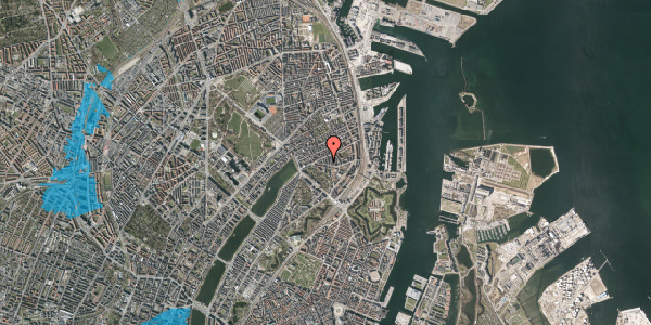 Oversvømmelsesrisiko fra vandløb på Sønderborggade 4, st. tv, 2100 København Ø