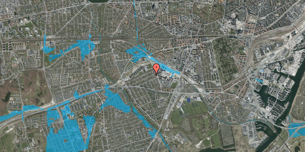 Oversvømmelsesrisiko fra vandløb på Søndervangs Allé 1B, 2500 Valby