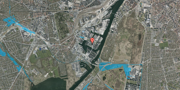 Oversvømmelsesrisiko fra vandløb på Teglholm Tværvej 23, 1. th, 2450 København SV