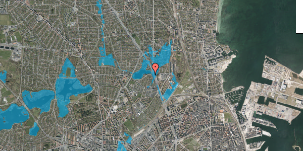 Oversvømmelsesrisiko fra vandløb på Teglstrupvej 42, 2100 København Ø