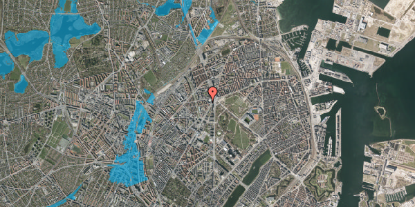 Oversvømmelsesrisiko fra vandløb på Teglværksgade 5, 3. tv, 2100 København Ø