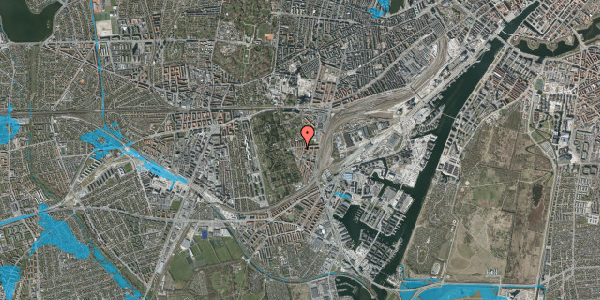 Oversvømmelsesrisiko fra vandløb på Tranehavegård 2, 1. tv, 2450 København SV