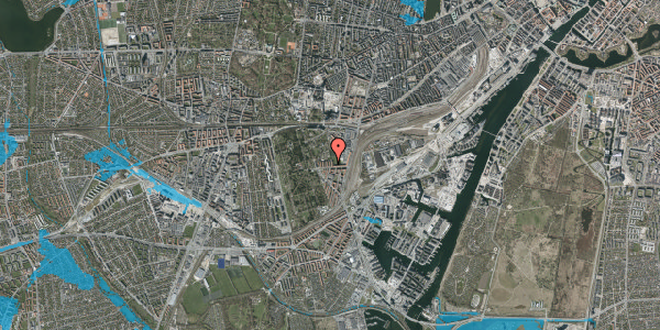 Oversvømmelsesrisiko fra vandløb på Tranehavegård 19, 1. th, 2450 København SV