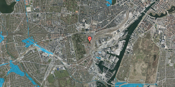 Oversvømmelsesrisiko fra vandløb på Tranehavegård 22, 1. 13, 2450 København SV
