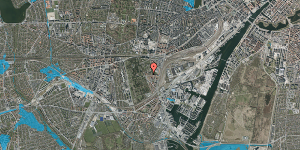 Oversvømmelsesrisiko fra vandløb på Tranehavegård 24, 1. th, 2450 København SV