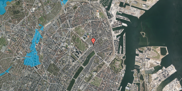 Oversvømmelsesrisiko fra vandløb på Trianglen 4, 2. tv, 2100 København Ø