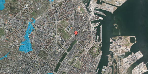 Oversvømmelsesrisiko fra vandløb på Trianglen 7A, 4. tv, 2100 København Ø