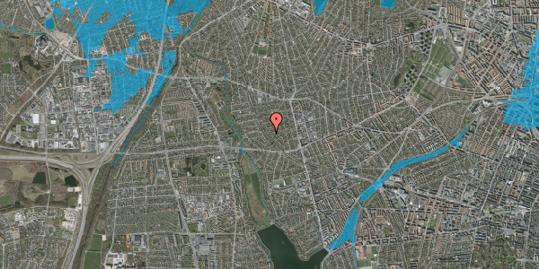 Oversvømmelsesrisiko fra vandløb på Tybjergvej 33, 2720 Vanløse