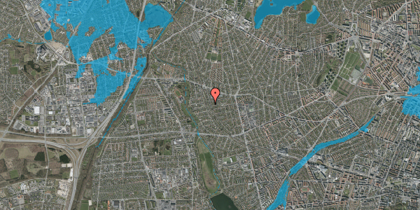 Oversvømmelsesrisiko fra vandløb på Tybjergvej 75, 2720 Vanløse