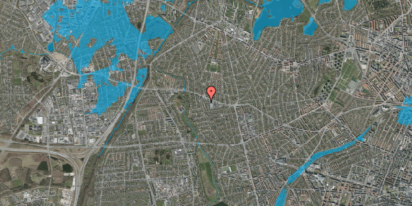 Oversvømmelsesrisiko fra vandløb på Tybjergvej 105, 2720 Vanløse